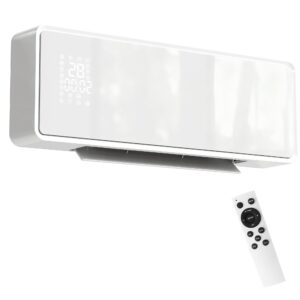 Vægmonteret 2000W keramisk elektrisk varmelegeme, ventilator, termostat, timer, fjernbetjening, glaspanel, hvid