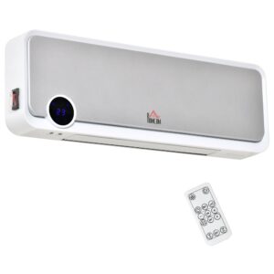 Vægmonteret varmeblæser, 2000W, med fjernbetjening, 3 driftstilstande, LED-display, 12-timers timer