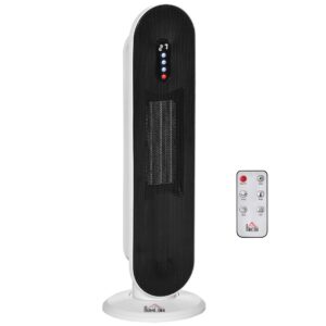 Varmeblæser med 24-timers timer, 2000W, 2 oscillationstilstande, metal, hvid + sort